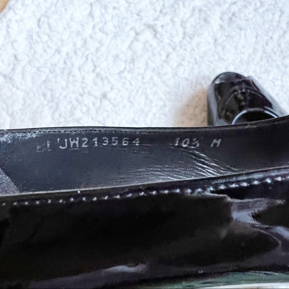 STUART WEITZMAN: Classic Patent Leather Black Platform Peep Toe 3.5 inch Heels - Picture 9 of 10